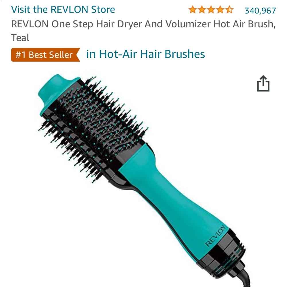 REVLON One Step Hair Dryer And Volumizer Hot Air Brush, Teal